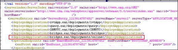 deployedApplications entry in serverindex.xml